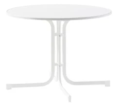 Sieger Beistelltische|Balkontische - Klapptisch Boulevard mit mecalit®-PRO-Platte, ca. Ø100/H72 cm Weiß