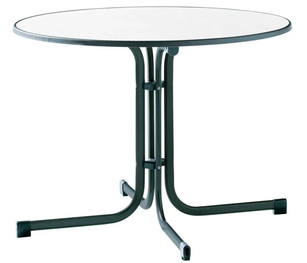Sieger Beistelltische|Balkontische - Klapptisch Boulevard mit mecalit®-PRO-Platte, ca. Ø100/H72 cm Dunkelgrün
