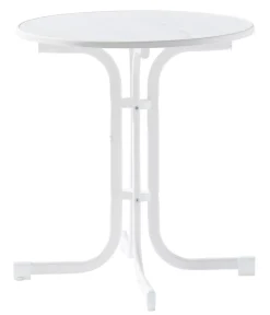 Sieger Beistelltische|Balkontische - Klapptisch Boulevard mit mecalit®-PRO-Platte, ca. Ø70/H72 cm Weiß