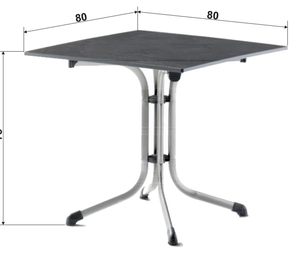 Sieger Klapptisch Boulevard mit vivodur®-Platte, ca. B80/H73/T80 cm Silber Discount