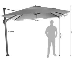 Siena Garden Sonnenschirme - Ampelschirm Sunset N+, quadratisch, ca. B300/T300 cm Creme