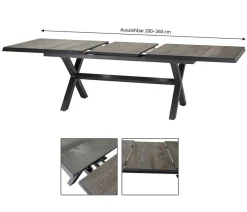 Siena Garden Garten-Esstische|Ausziehtische - Ausziehtisch Sincro, ca. H77/B200-260/T100 cm Dunkelgrau
