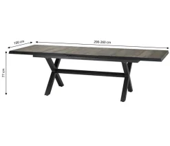 Siena Garden Garten-Esstische|Ausziehtische - Ausziehtisch Sincro, ca. H77/B200-260/T100 cm Dunkelgrau