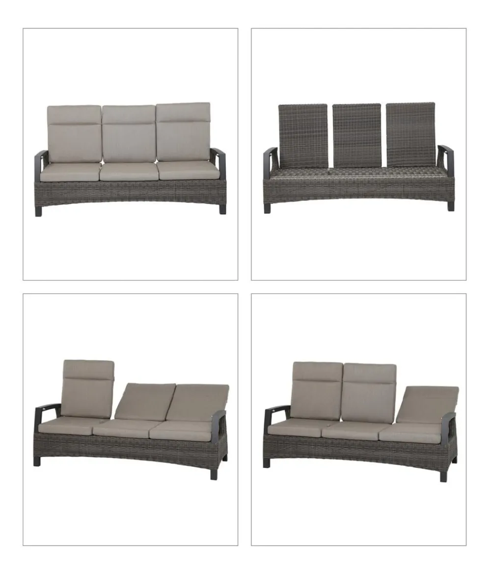 Siena Garden Bank Corido, 103 x 206 x 87 cm Dunkelgrau