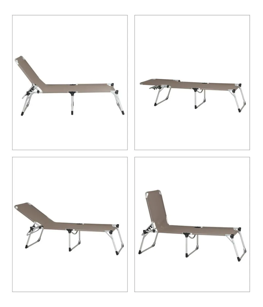 Siena Garden Klappliegen|Relaxliegen - Dreibeinliege XXL, ca. B69,5/H86/T209 cm Taupe