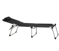 Siena Garden Klappliegen|Relaxliegen - Gartenliege Sole, ca. B69,5/H45/T212,5 cm Schwarz