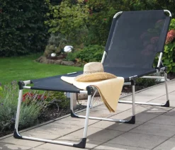 Siena Garden Klappliegen|Relaxliegen - Gartenliege Sole, ca. B69,5/H45/T212,5 cm Schwarz