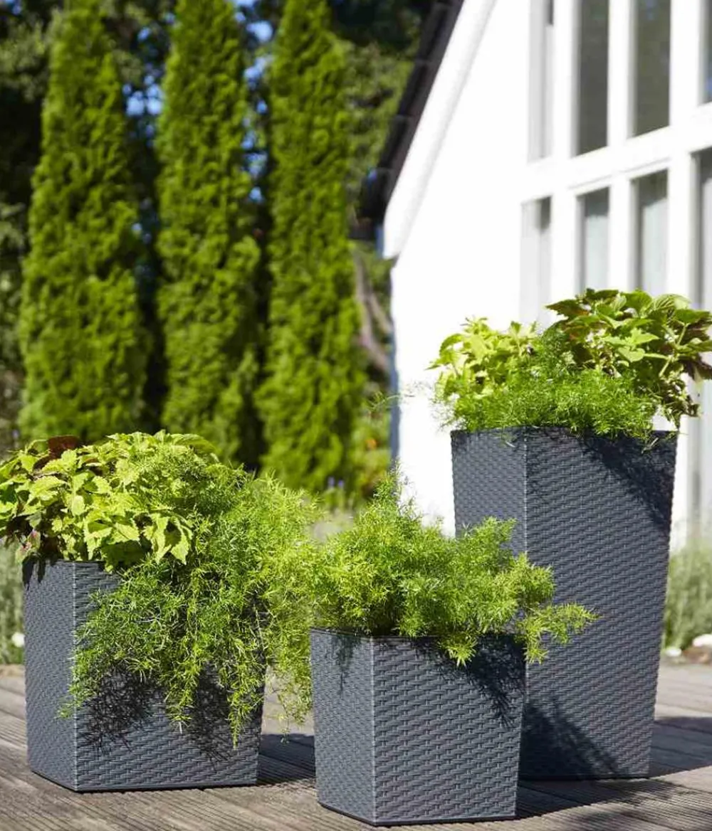 Siena Garden Blumentöpfe & Übertöpfe - Kunststoff-Säule ECO Nizza, konisch, ca. B30/H57/T30 cm Grau