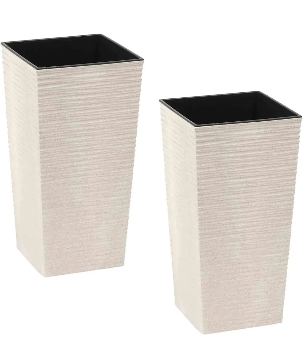 Siena Garden Kunststoff-Säulen ECO Nizza, konisch, , ca. B30/H57/T30 cm, 2er-Set Weiß Sale