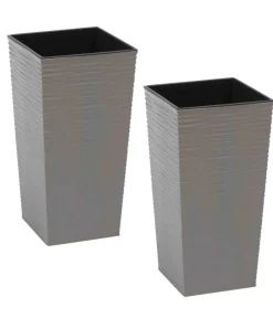 Siena Garden Blumentöpfe & Übertöpfe - Kunststoff-Säulen ECO Nizza, konisch, , ca. B30/H57/T30 cm, 2er-Set Grau