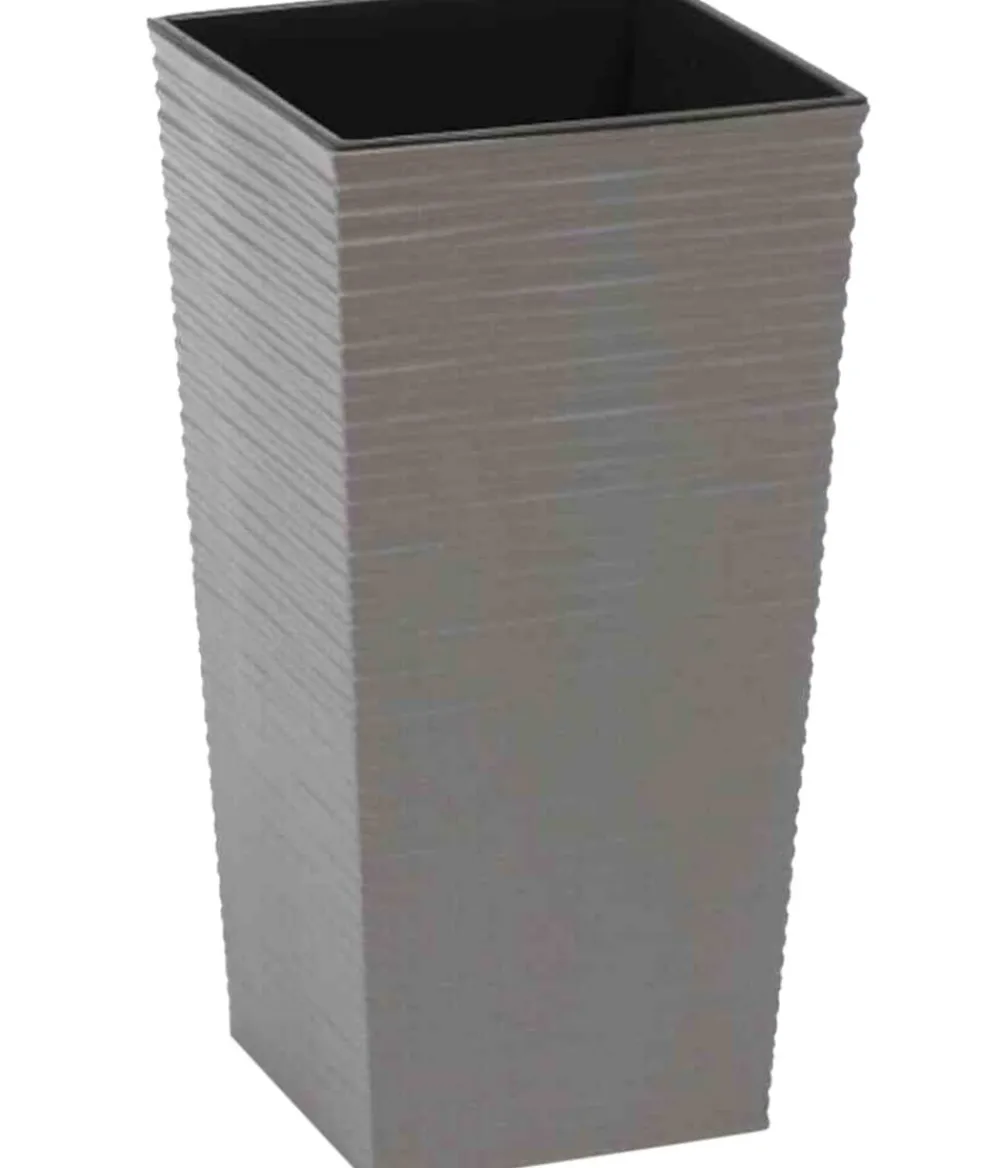 Siena Garden Blumentöpfe & Übertöpfe - Kunststoff-Säulen ECO Nizza, konisch, , ca. B30/H57/T30 cm, 2er-Set Grau