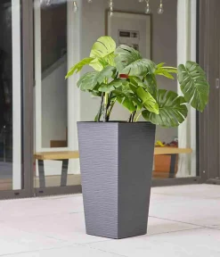Siena Garden Blumentöpfe & Übertöpfe - Kunststoff-Säule ECO Nizza, konisch, ca. B35/H68/T35 cm Grau
