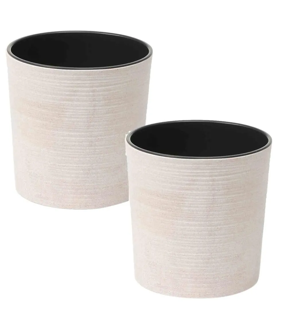 Siena Garden Blumentöpfe & Übertöpfe - Kunststoff-Topf ECO Lens, rund, , ca. Ø25/H25,5 cm, 2er-Set Weiß