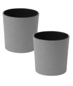 Siena Garden Blumentöpfe & Übertöpfe - Kunststoff-Topf ECO Lens, rund, , ca. Ø25/H25 cm, 2er-Set Grau