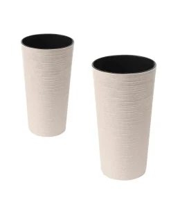 Siena Garden Kunststoff-Topf-Set ECO Locon, konisch, ca. Ø25/H46,5 & Ø30/H57 cm, 2-teilig Weiß