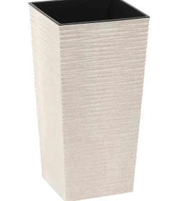 Siena Garden Vasen|Blumentöpfe & Übertöpfe - Kunststoff-Topf-Set ECO Nizza, konisch, ca. B30/H57/T30 cm Weiß