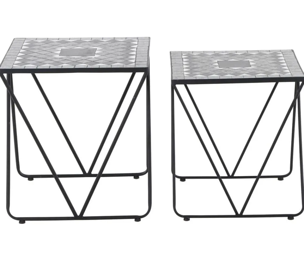 Siena Garden Beistelltische - Mosaikbeistelltisch-Set Como, 2-teilig Schwarz