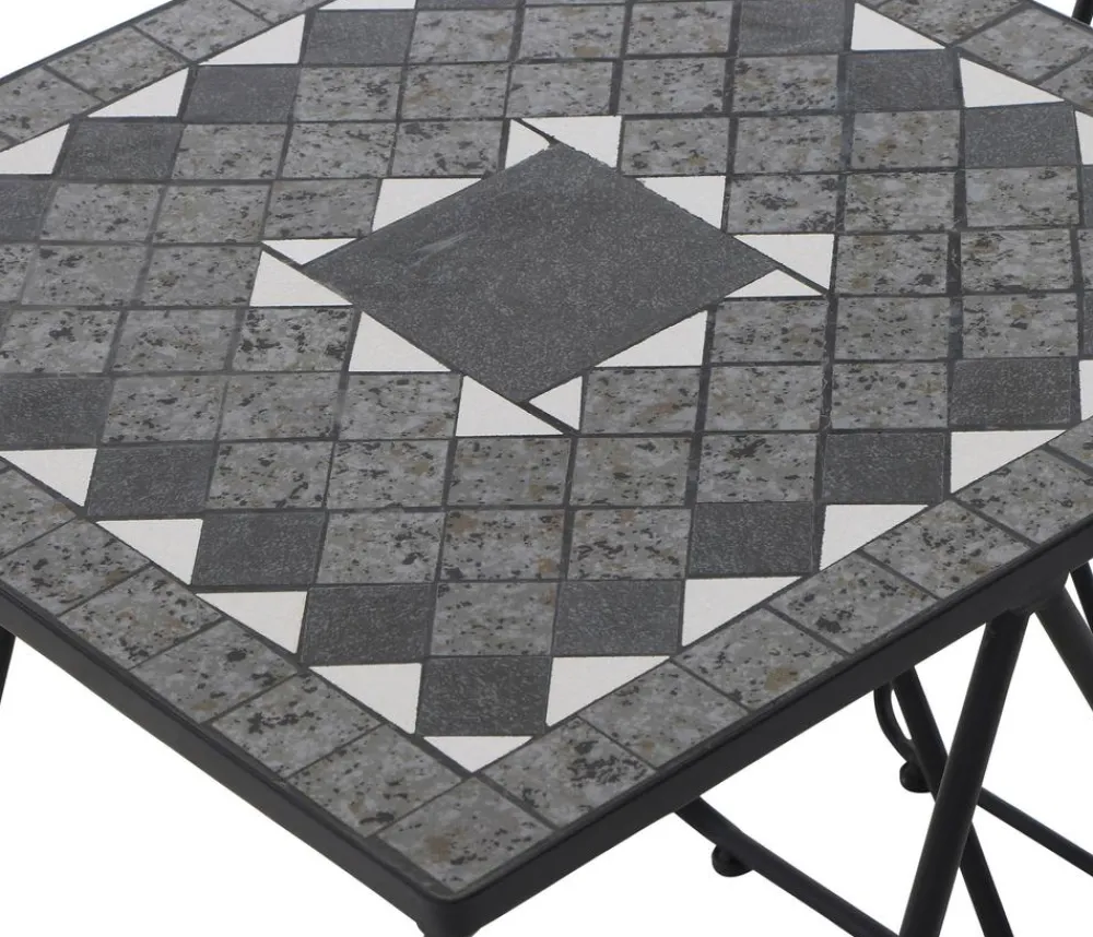 Siena Garden Beistelltische - Mosaikbeistelltisch-Set Como, 2-teilig Schwarz