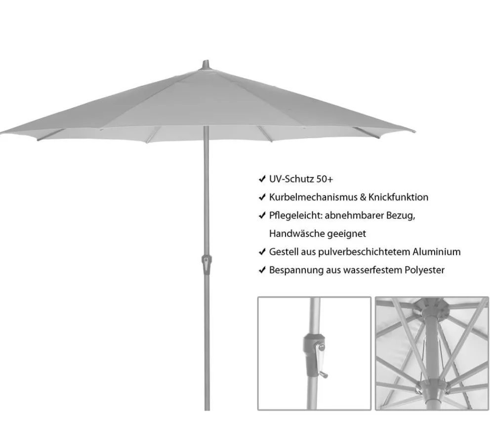 Siena Garden Sonnenschirm Avio, rund, ca. Ø350 cm Dunkelgrau Discount