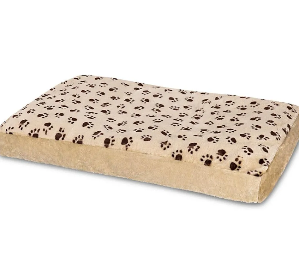 SILVIO design Hundekissen - Hundebett Silvio mit Pfotenmuster, rechteckig Beige