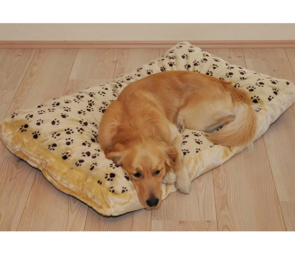 SILVIO design Hundekissen - Hundebett Silvio mit Pfotenmuster, rechteckig Beige