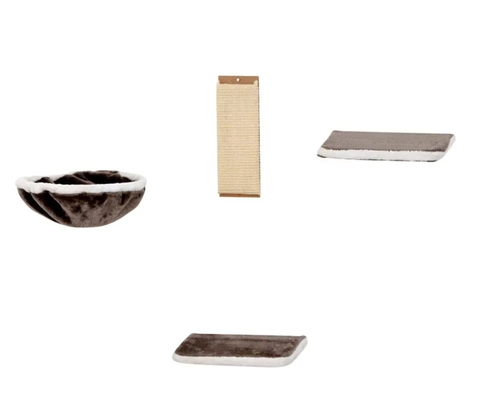 SILVIO design Katzen Kletterwand 4-teilig Dunkelbraun