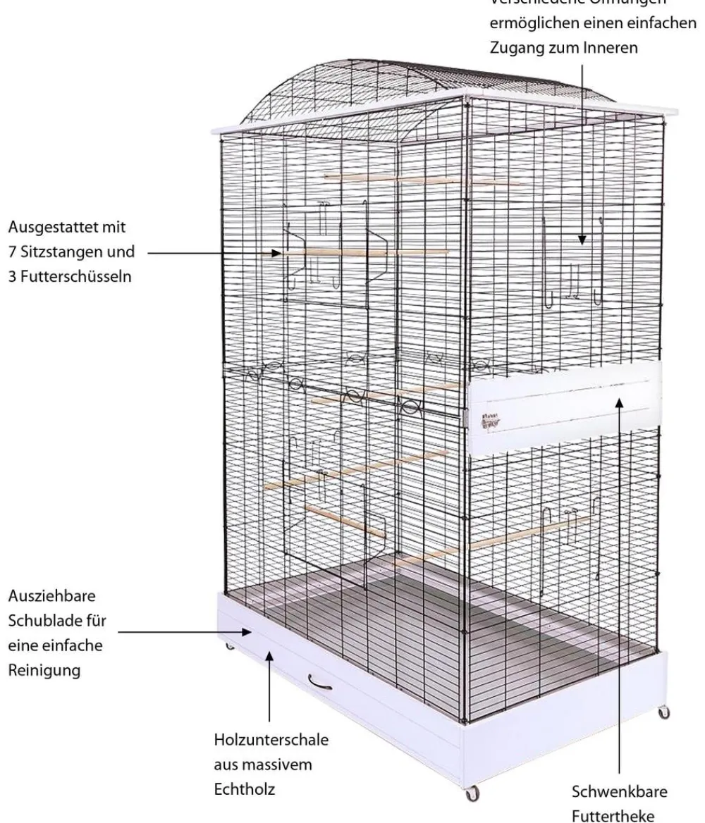 Skyline Vogelkäfige & Volieren - Vogelkäfig Loretto XXL, ca. B118/H175/T75 cm
