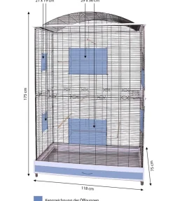 Skyline Vogelkäfige & Volieren - Vogelkäfig Loretto XXL, ca. B118/H175/T75 cm