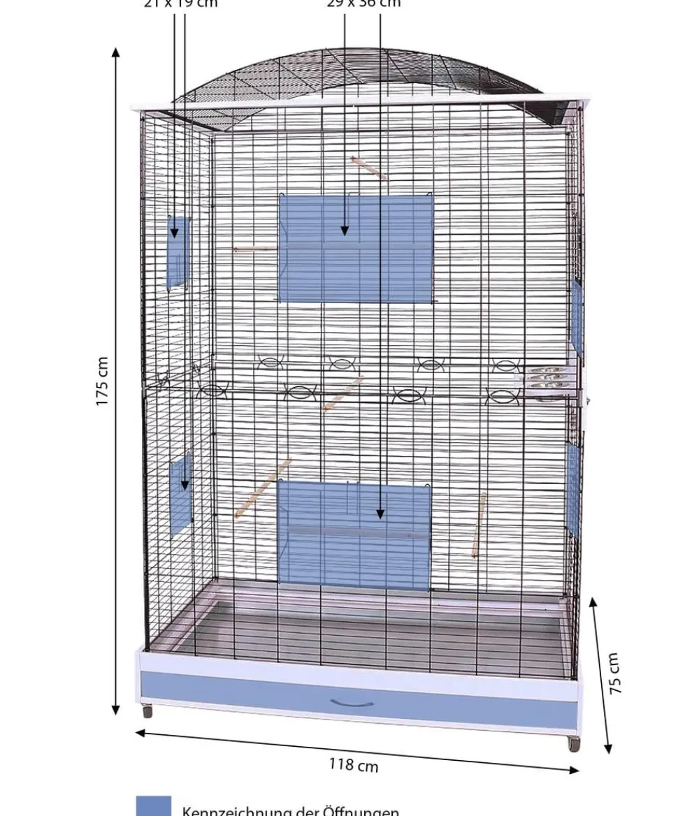 Skyline Vogelkäfige & Volieren - Vogelkäfig Loretto XXL, ca. B118/H175/T75 cm