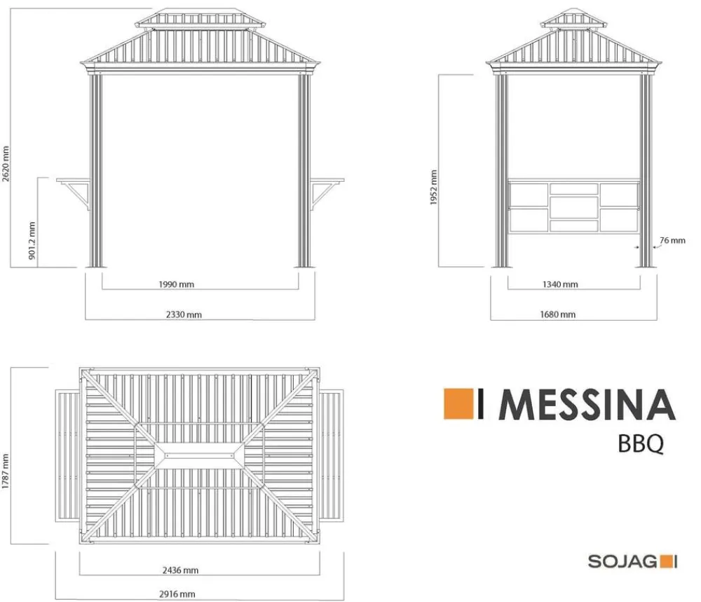 SOJAG Pavillons > Outdoor-Pavillon BBQ Messina 68, ca. B291,6/H262/T179 cm
