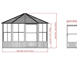 SOJAG Pavillons - Outdoor-Pavillon Kaltwintergarten Charleston 1212, ca. B383,6/H280,9/T383,6 cm Anthrazit