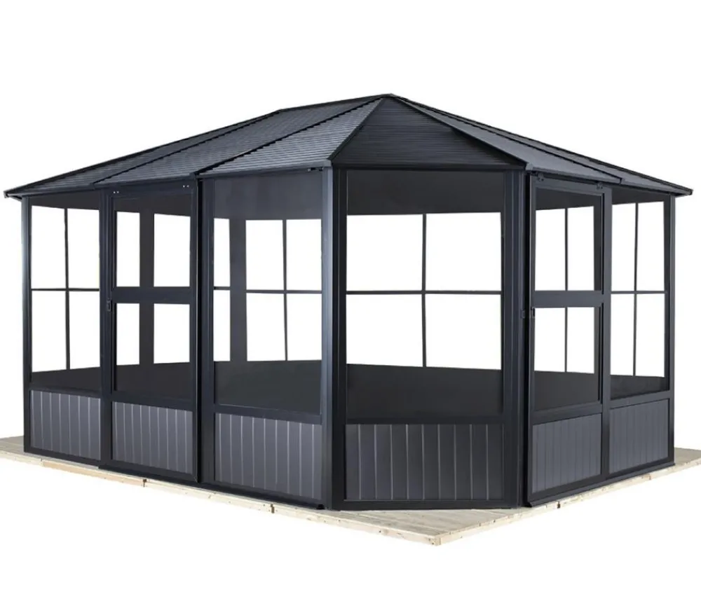 SOJAG Pavillons - Outdoor-Pavillon Kaltwintergarten Charleston 1212, ca. B383,6/H280,9/T383,6 cm Anthrazit