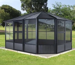 SOJAG Pavillons - Outdoor-Pavillon Kaltwintergarten Charleston 1212, ca. B383,6/H280,9/T383,6 cm Anthrazit