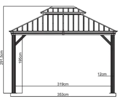 SOJAG Pavillons > Outdoor-Pavillon Messina 1012, inkl. Moskitonetz champagner, ca. B363/H291,5/T298 cm
