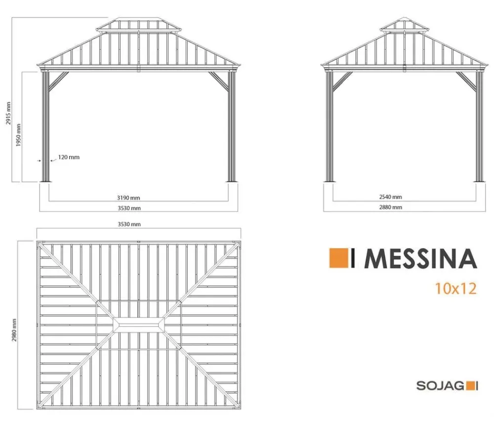 SOJAG Outdoor-Pavillon Messina 1012, inkl. Moskitonetz , ca. B363/H291,5/T298 cm Anthrazit Best
