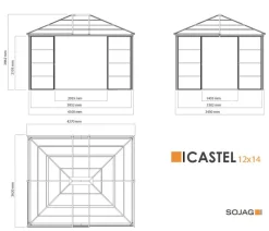SOJAG Pavillons > Pavillon Castel 12x14, inkl. Sonnenschutz, ca. B427,08/H296,28/T362,08 cm