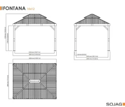 SOJAG Pavillons - Pavillon Fontana 10x12, inkl. Moskitonetz, ca. B363/H310/T298 cm