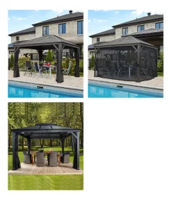 SOJAG Pavillons - Pavillon Mykonos 10x12, inkl. Moskitonetz, ca. B353/H291/T298 cm Anthrazit