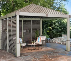 SOJAG Pavillon Nanda 12x12, inkl. Seitenwand, ca. B363/H313,2/T363 cm Taupe Hot