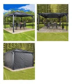 SOJAG Pavillon Ventura 10x10, ca. B295,5/H260,5/T295,5 cm Dunkelgrau Clearance