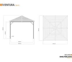 SOJAG Pavillon Ventura 10x10, ca. B295,5/H260,5/T295,5 cm Dunkelgrau Clearance