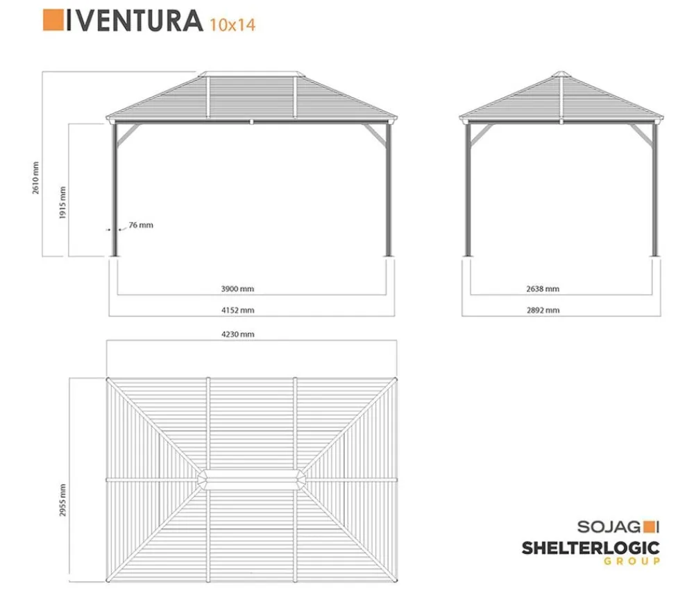SOJAG Pavillons > Pavillon Ventura 10x14, ca. B423/H261/T295,5 cm