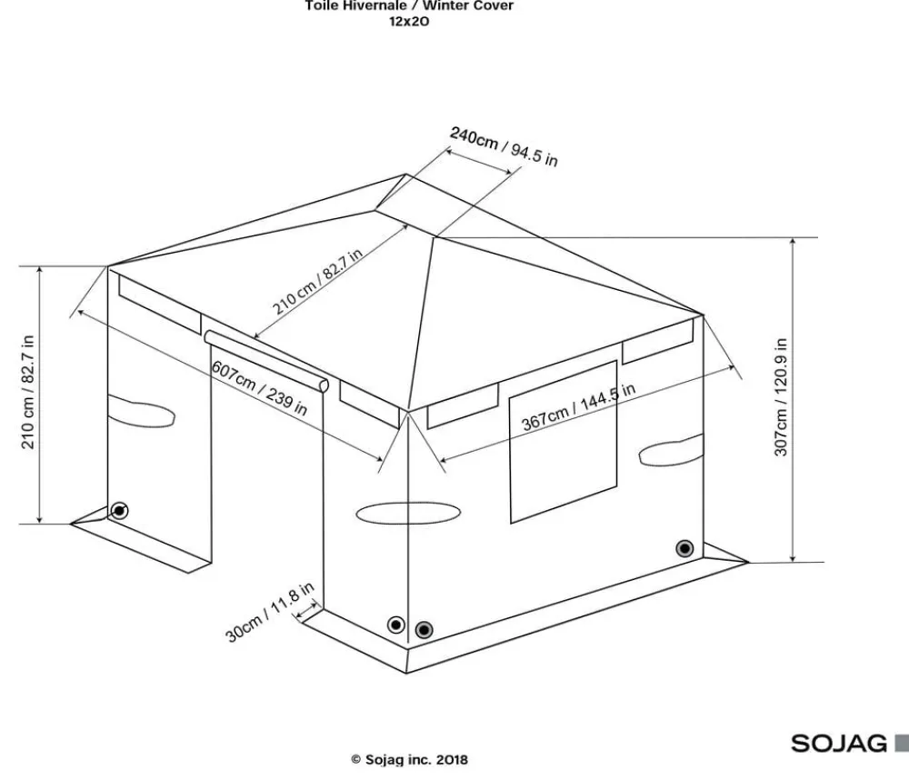 SOJAG Winterabdeckung für Pavillon 12x20 Modelle Grau Discount