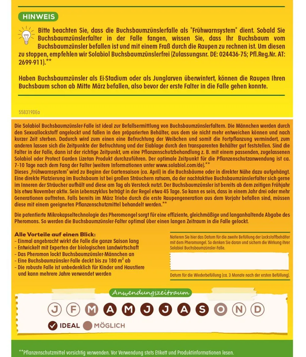 Solabiol Schädlingsbekämpfungsmittel|Insektenschutz & Fallen > ® Buchsbaumzünsler-Falle