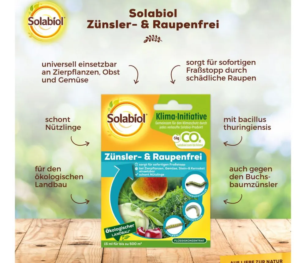 Solabiol Schädlingsbekämpfungsmittel - ® Zünsler- & Raupenfrei Flüssigkonzentrat, 15 ml