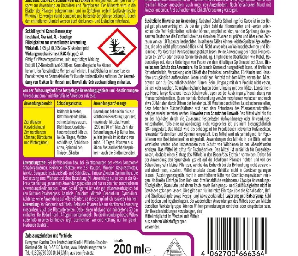 Substral® Celaflor® Schädlingsfrei Careo® für Orchideen & Zierpflanzen, 200 ml Hot