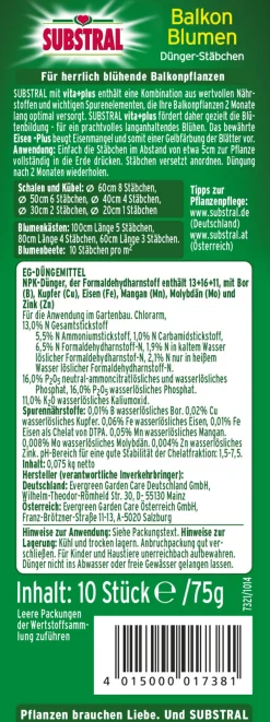 Substral® Dünger-Stäbchen für Balkonblumen, 10 Stk. Outlet