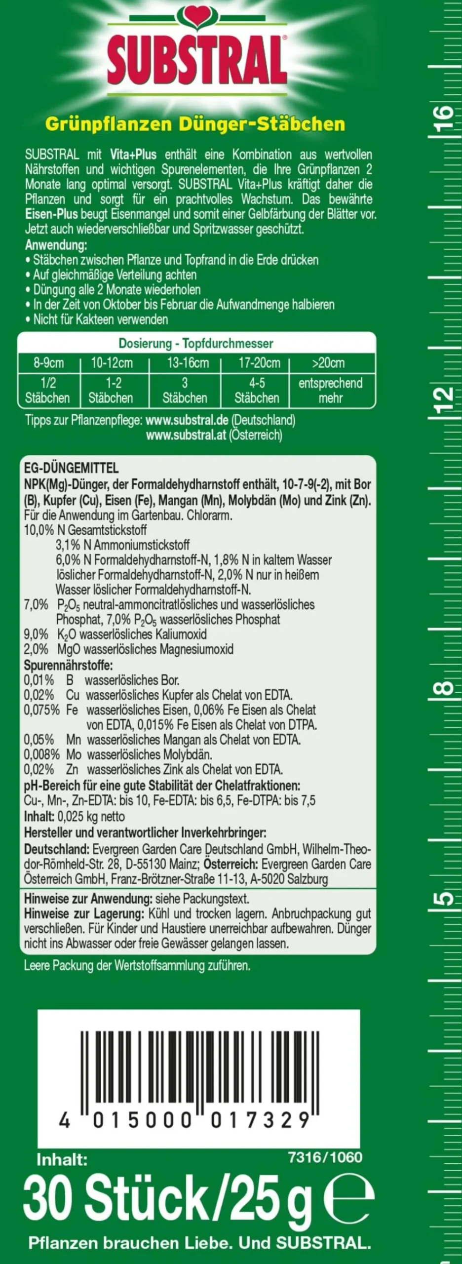 Substral® Spezialdünger > Grünpflanzen Dünger-Stäbchen, 30 Stk.