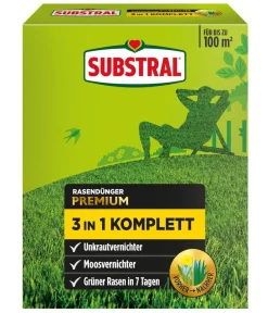 Substral® Rasendünger|Unkrautvernichter > 3 in 1 Komplett-Rasendünger gegen Unkraut & Moos, 3,6 kg