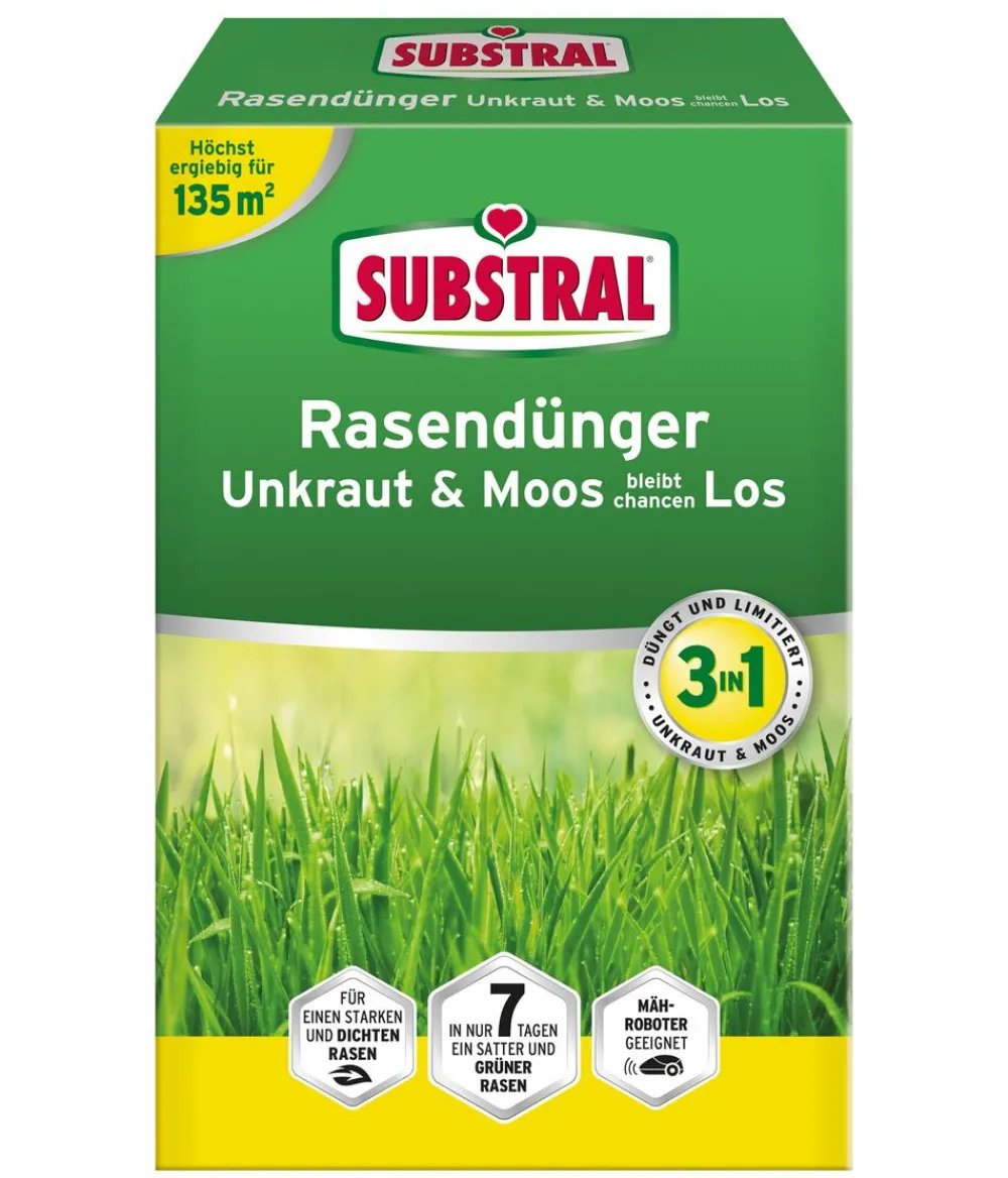 Substral® Rasendünger > 3in1 Rasendünger Unkraut & Moos bleibt chancenLOS, 4 kg